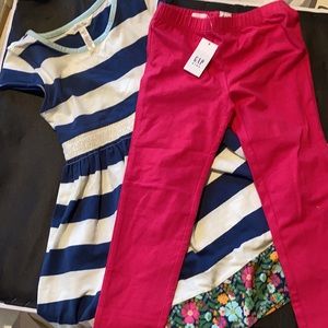 Matilda Jane dress size 6 with never used Gap Leggings. Size 6-7.
